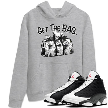 Air Jordan 13 Black Flint Sneaker Match Tees Get The Bag Sneaker Tees Air Jordan 13 Retro Black Flint Sneaker Release Tees Unisex Shirts Heather Grey 1