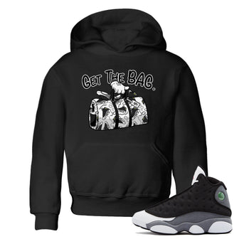 Air Jordan 13 Black Flint Sneaker Match Tees Get The Bag Sneaker Tees Air Jordan 13 Retro Black Flint Sneaker Release Tees Kids Shirts Black 1