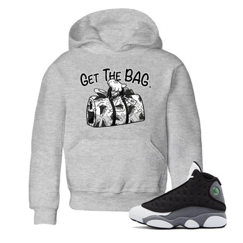 Air Jordan 13 Black Flint Sneaker Match Tees Get The Bag Sneaker Tees Air Jordan 13 Retro Black Flint Sneaker Release Tees Kids Shirts Heather Grey 1