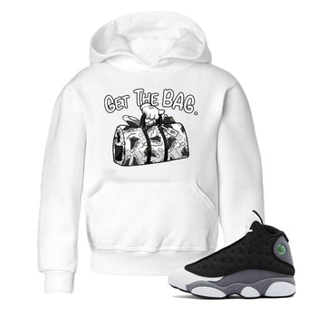 Air Jordan 13 Black Flint Sneaker Match Tees Get The Bag Sneaker Tees Air Jordan 13 Retro Black Flint Sneaker Release Tees Kids Shirts White 1