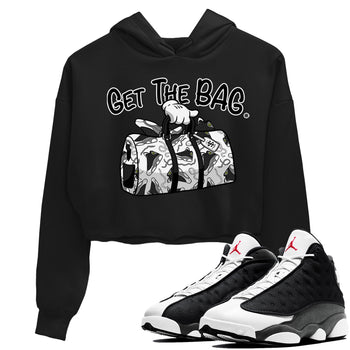 Air Jordan 13 Black Flint Sneaker Match Tees Get The Bag Sneaker Tees Air Jordan 13 Retro Black Flint Sneaker Release Tees Women's Shirts Black 1