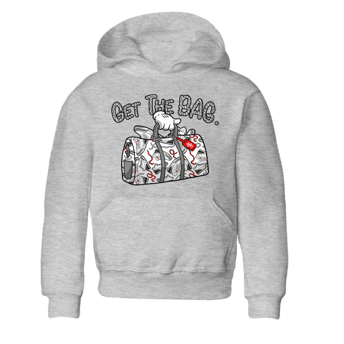 Air Jordan 3 White Cement Sneaker Match Tees Get The Bag Sneaker Tees Air Jordan 3 Retro White Cement Sneaker Release Tees Kids Shirts Heather Grey 2
