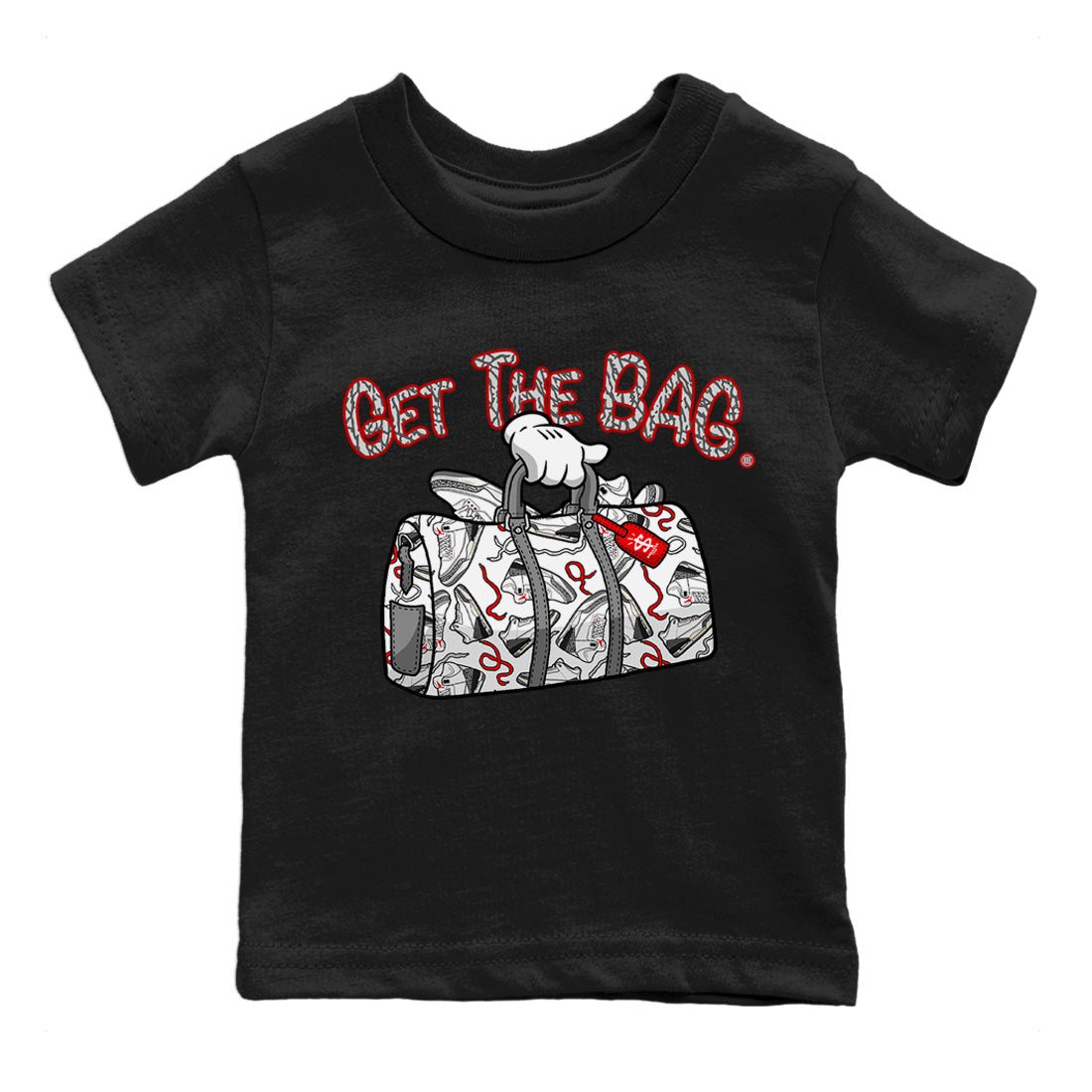Air Jordan 3 White Cement Sneaker Match Tees Get The Bag Sneaker Tees Air Jordan 3 Retro White Cement Sneaker Release Tees Kids Shirts Black 2