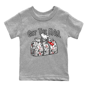 Air Jordan 3 White Cement Sneaker Match Tees Get The Bag Sneaker Tees Air Jordan 3 Retro White Cement Sneaker Release Tees Kids Shirts Heather Grey 2