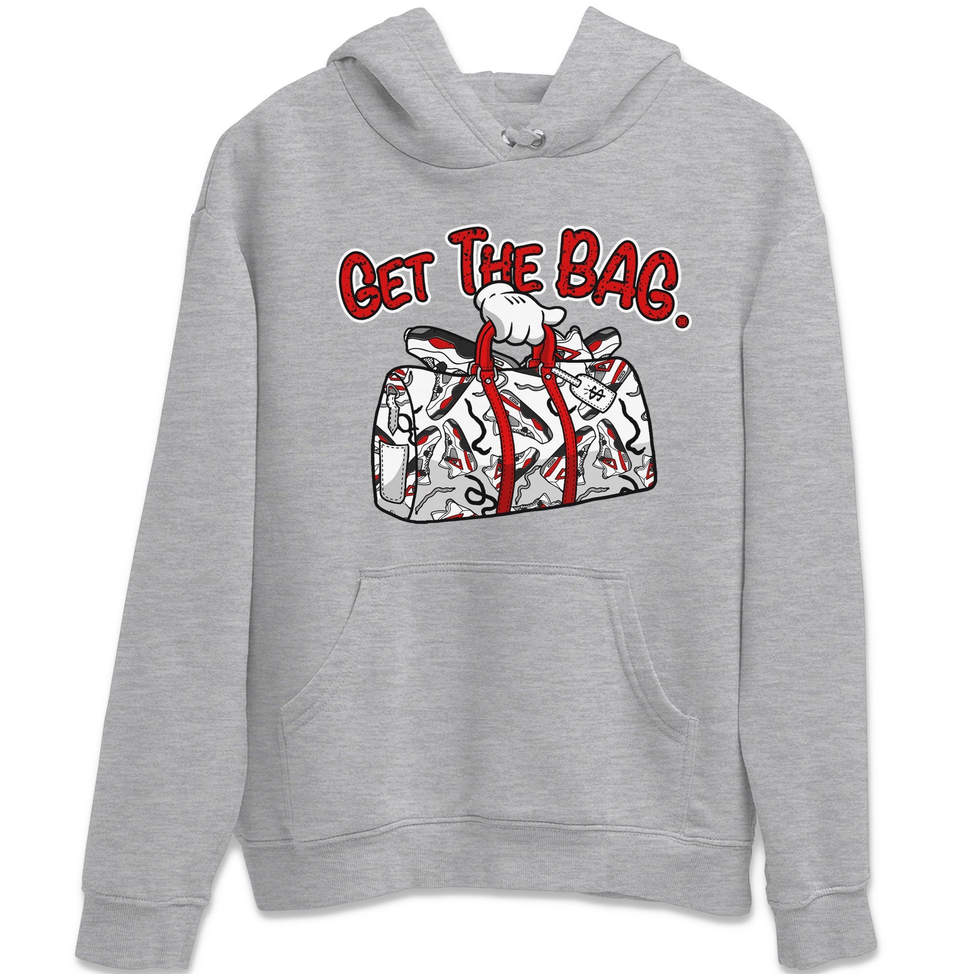 Jordan 4 Red Cement Tees Outfits Get The Bag Sneaker Tees Air Jordan 4 Red Cement Sneaker Release Tees Unisex Shirts Heather Grey 2