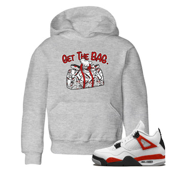 Jordan 4 Red Cement Tees Outfits Get The Bag Sneaker Tees Air Jordan 4 Red Cement Sneaker Release Tees Kids Shirts Heather Grey 1