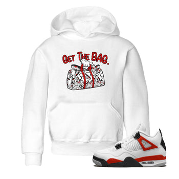 Jordan 4 Red Cement Tees Outfits Get The Bag Sneaker Tees Air Jordan 4 Red Cement Sneaker Release Tees Kids Shirts White 1