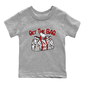Jordan 4 Red Cement Tees Outfits Get The Bag Sneaker Tees Air Jordan 4 Red Cement Sneaker Release Tees Kids Shirts Heather Grey 2