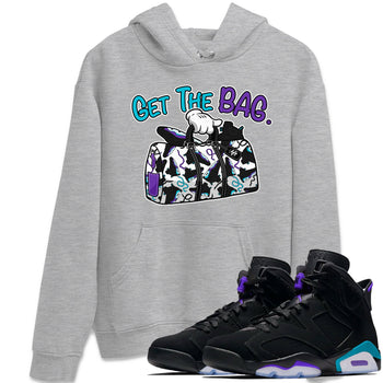 AJ6 Aqua Sneaker Match Tees Get The Bag Sneaker Tees Air Jordan 6 Aqua SNRT Sneaker Release Tees Unisex Shirts Heather Grey 1