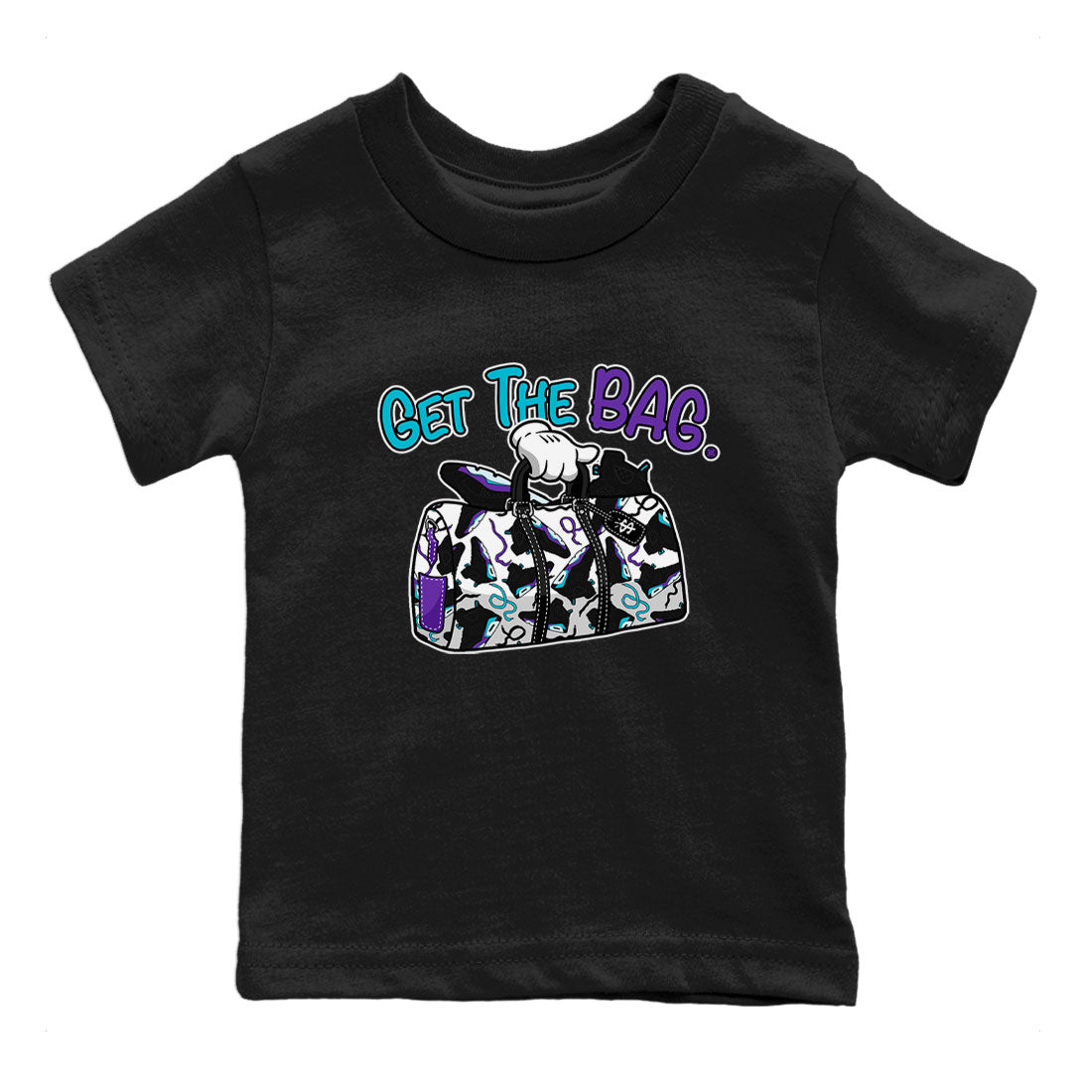 AJ6 Aqua Sneaker Match Tees Get The Bag Sneaker Tees Air Jordan 6 Aqua SNRT Sneaker Release Tees Kids and Baby Youth Shirts Black 2