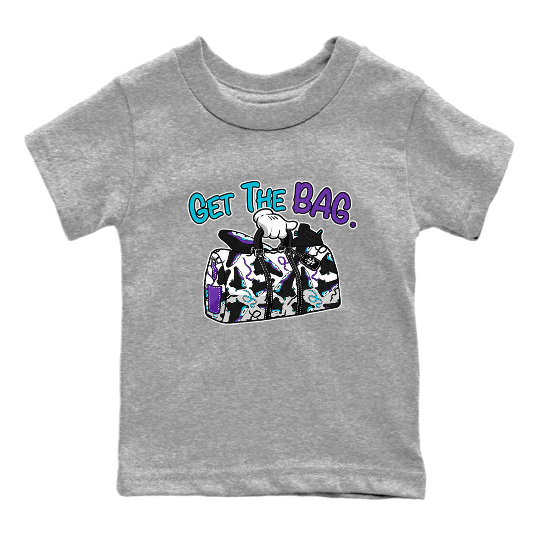 AJ6 Aqua Sneaker Match Tees Get The Bag Sneaker Tees Air Jordan 6 Aqua SNRT Sneaker Release Tees Kids and Baby Youth Shirts Heather Grey 2
