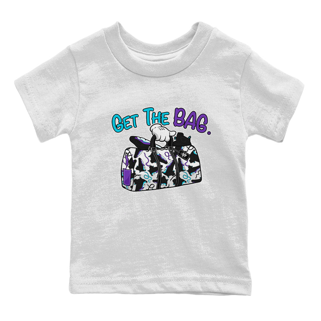 AJ6 Aqua Sneaker Match Tees Get The Bag Sneaker Tees Air Jordan 6 Aqua SNRT Sneaker Release Tees Kids and Baby Youth Shirts White 2