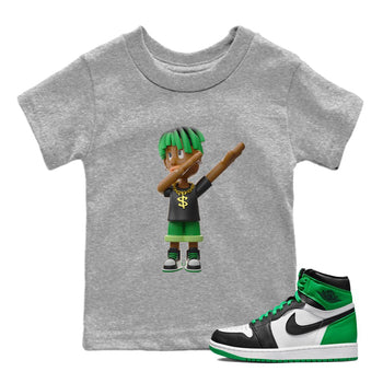 Air Jordan 1 Celtics Sneaker Match Tees Get'em Boy Sneaker Tees AJ1 High OG Lucky Green Sneaker Release Tees Kids Shirts Heather Grey 1