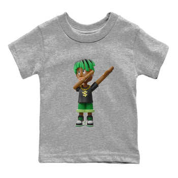 Air Jordan 1 Celtics Sneaker Match Tees Get'em Boy Sneaker Tees AJ1 High OG Lucky Green Sneaker Release Tees Kids Shirts Heather Grey 2
