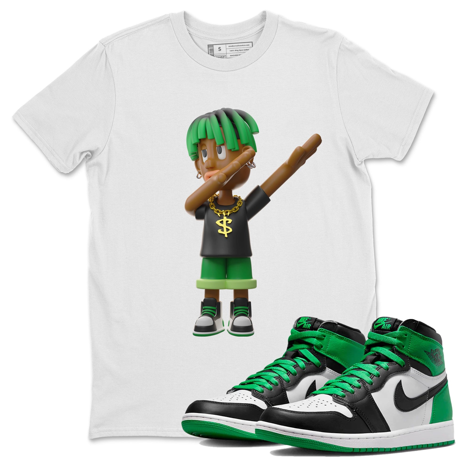 Air Jordan 1 Celtics Sneaker Match Tees Get'em Boy Sneaker Tees AJ1 High OG Lucky Green Sneaker Release Tees Unisex Shirts White 1