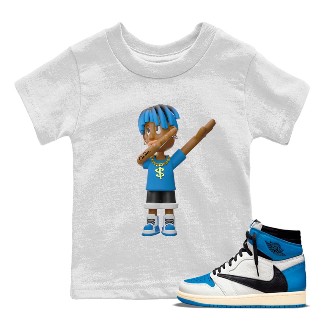 Air Jordan 1 Travis Scott Fragment Sneaker Match Tees Get'em Boy Sneaker Tees AJ1 OG High Travis Scott Fragment Sneaker Release Tees Kids Shirts White 1