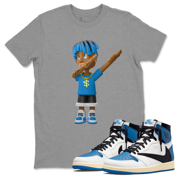 Air Jordan 1 Travis Scott Fragment Sneaker Match Tees Get'em Boy Sneaker Tees AJ1 OG High Travis Scott Fragment Sneaker Release Tees Unisex Shirts Heather Grey 1