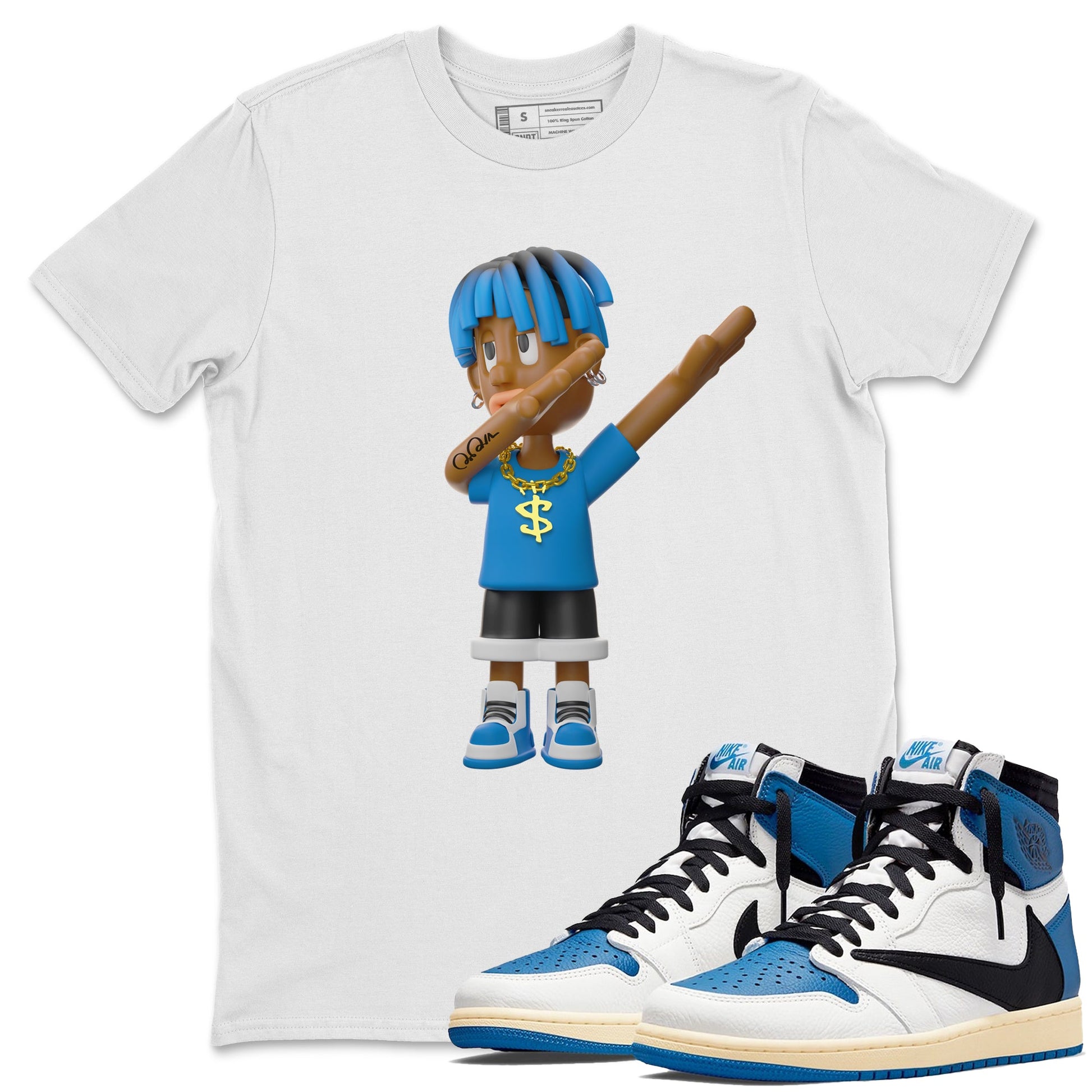 Air Jordan 1 Travis Scott Fragment Sneaker Match Tees Get'em Boy Sneaker Tees AJ1 OG High Travis Scott Fragment Sneaker Release Tees Unisex Shirts White 1