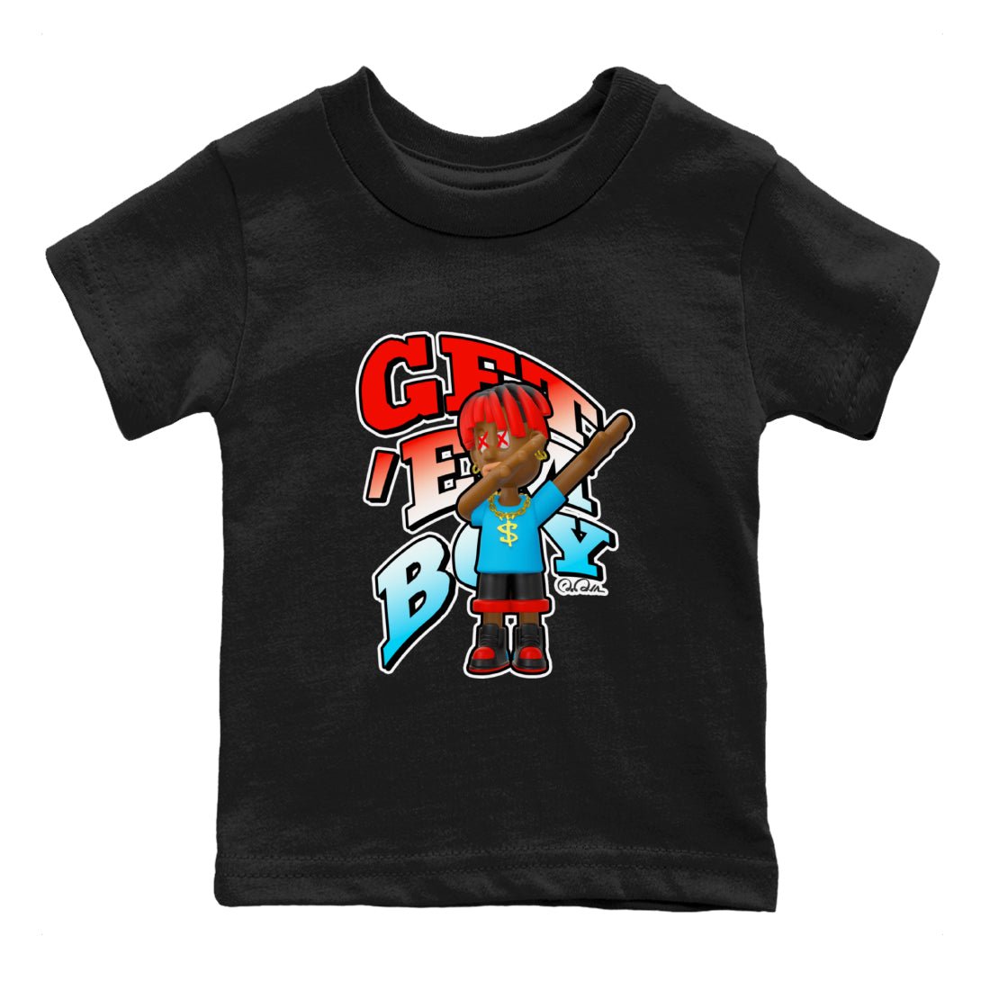Air Jordan 1 UNC to Chicago Sneaker Match Tees Get'em Boy Sneaker Tees AJ1 UNC to Chicago Sneaker Release Tees Kids Shirts Black 2