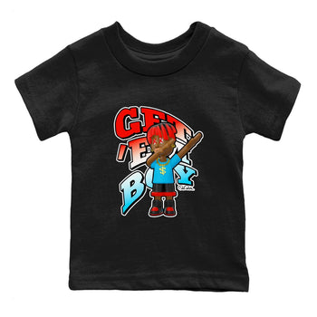 Air Jordan 1 UNC to Chicago Sneaker Match Tees Get'em Boy Sneaker Tees AJ1 UNC to Chicago Sneaker Release Tees Kids Shirts Black 2