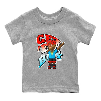 Air Jordan 1 UNC to Chicago Sneaker Match Tees Get'em Boy Sneaker Tees AJ1 UNC to Chicago Sneaker Release Tees Kids Shirts Heather Grey 2