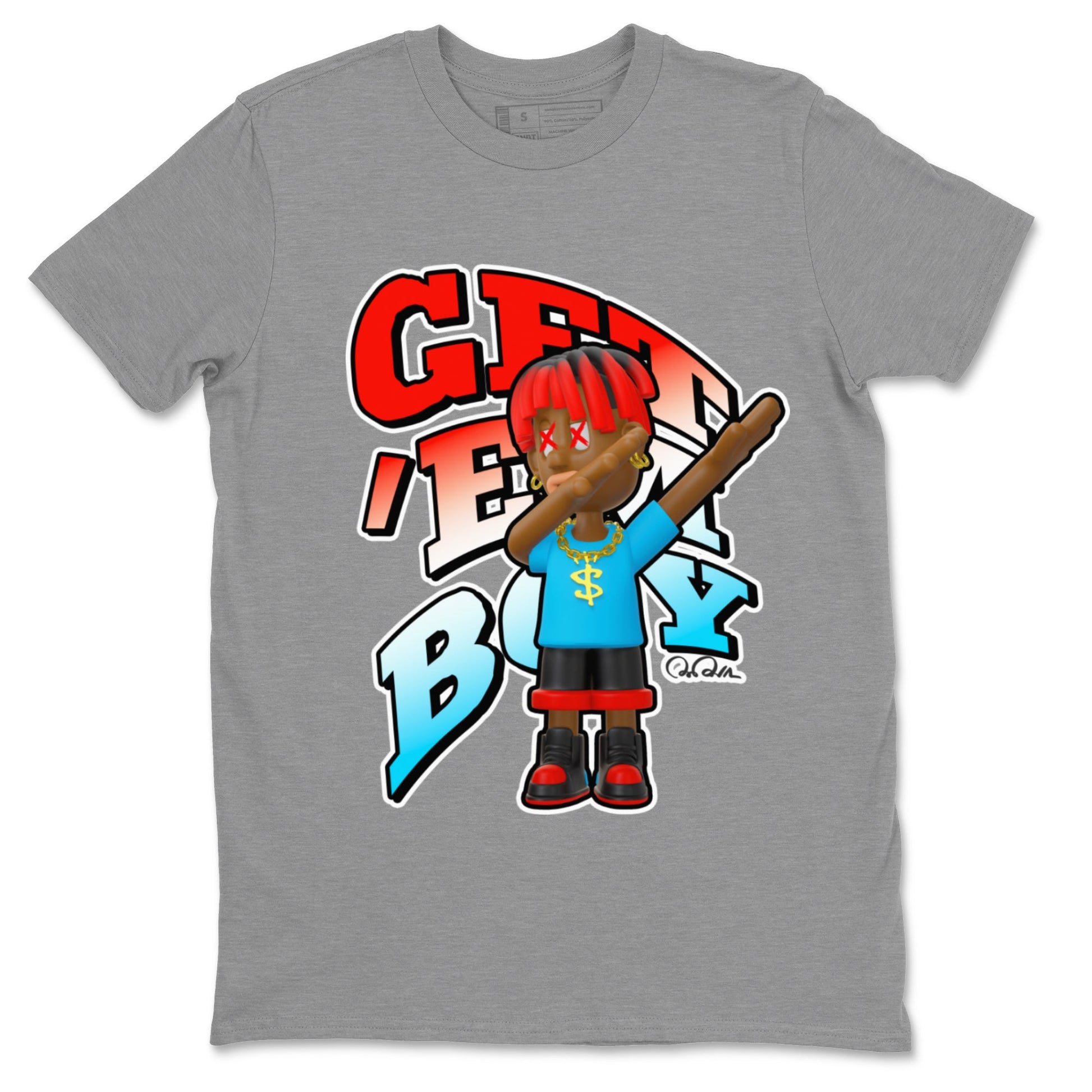 Air Jordan 1 UNC to Chicago Sneaker Match Tees Get'em Boy Sneaker Tees AJ1 UNC to Chicago Sneaker Release Tees Unisex Shirts Heather Grey 2