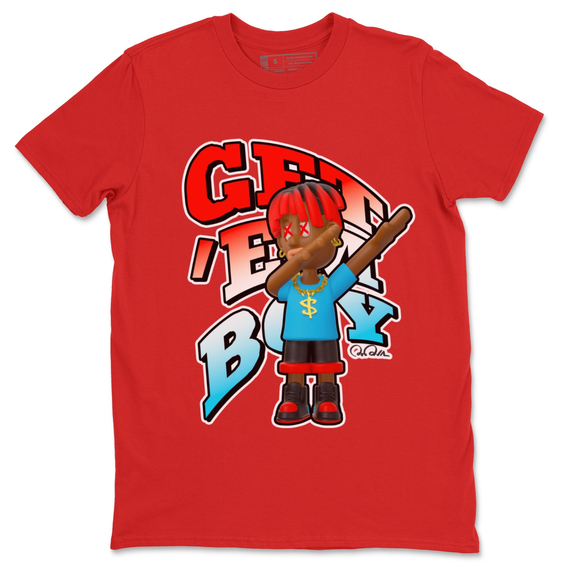 Air Jordan 1 UNC to Chicago Sneaker Match Tees Get'em Boy Sneaker Tees AJ1 UNC to Chicago Sneaker Release Tees Unisex Shirts Red 2