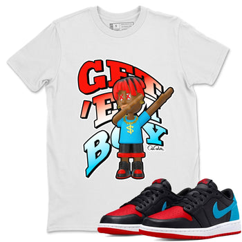 Air Jordan 1 UNC to Chicago Sneaker Match Tees Get'em Boy Sneaker Tees AJ1 UNC to Chicago Sneaker Release Tees Unisex Shirts White 1