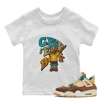 Air Jordan 4 Cacao Wow shirt to match jordans Get'em Boy sneaker tees AJ4 Cacao Wow SNRT Sneaker Release Tees Baby Toddler White 1 T-Shirt