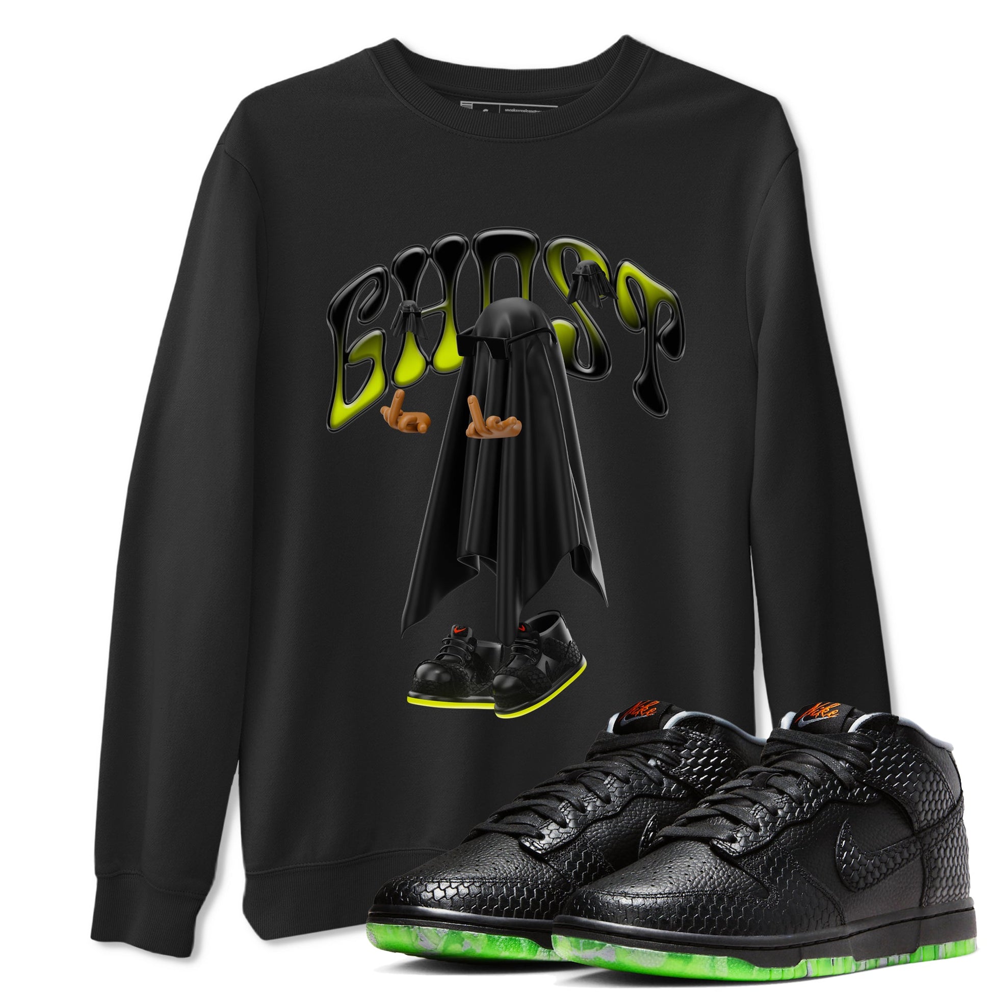Dunk Mid Premium shirt to match jordans Ghost Gang sneaker tees halloween horror nights Nike Dunk Halloween SNRT Sneaker Release Tees Unisex Black 1 T-Shirt
