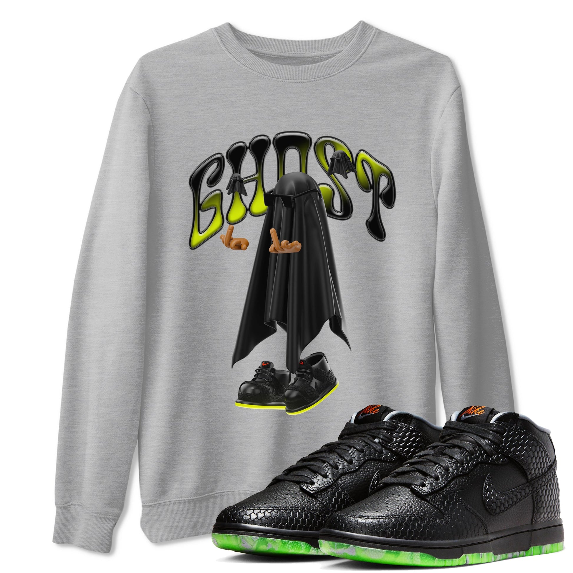 Dunk Mid Premium shirt to match jordans Ghost Gang sneaker tees halloween horror nights Nike Dunk Halloween SNRT Sneaker Release Tees Unisex Heather Grey 1 T-Shirt