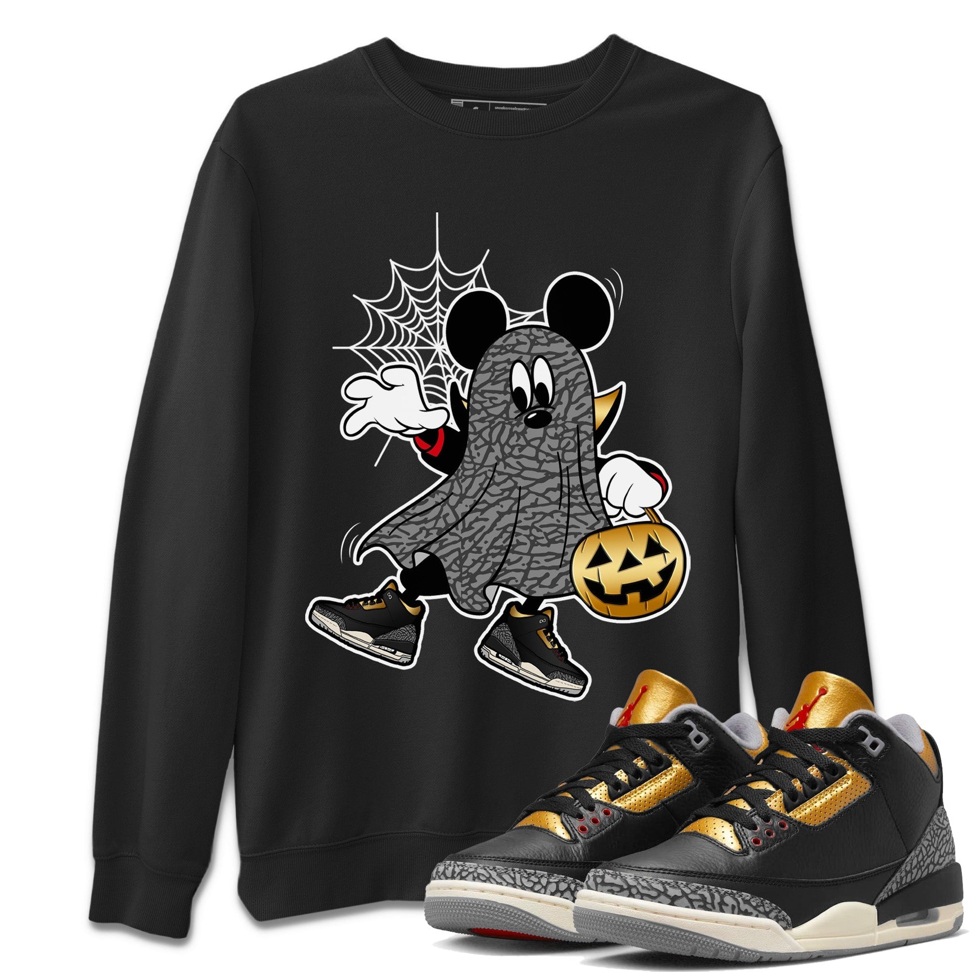 Jordan 3 Black Gold unique Halloween sneaker tee Ghost Mouse Sneaker Tees Jordan 3 Black Gold Sneaker Release Tees Unisex Shirts