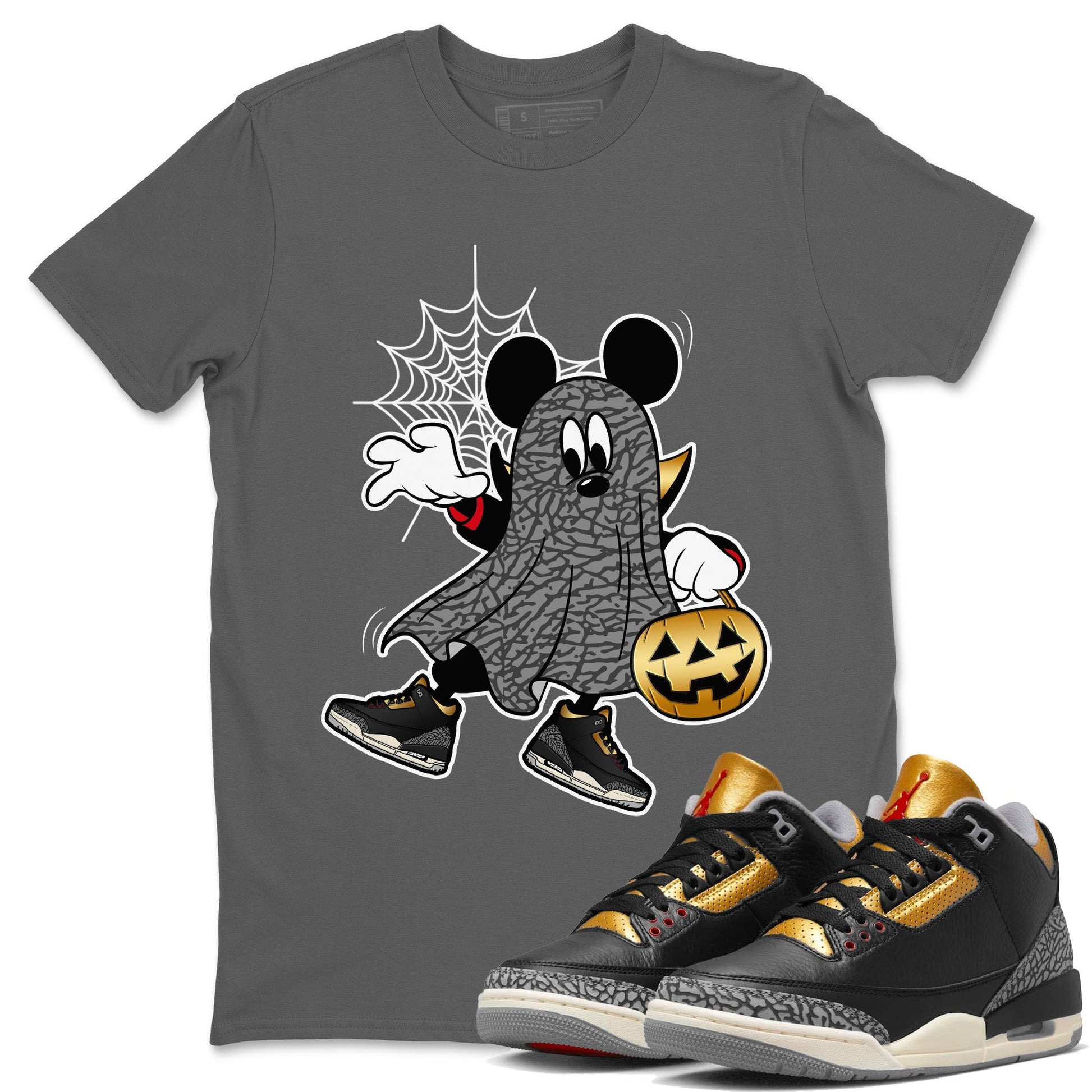Jordan 3 Black Gold unique Halloween sneaker tee Ghost Mouse Sneaker Tees Jordan 3 Black Gold Sneaker Release Tees Unisex Shirts