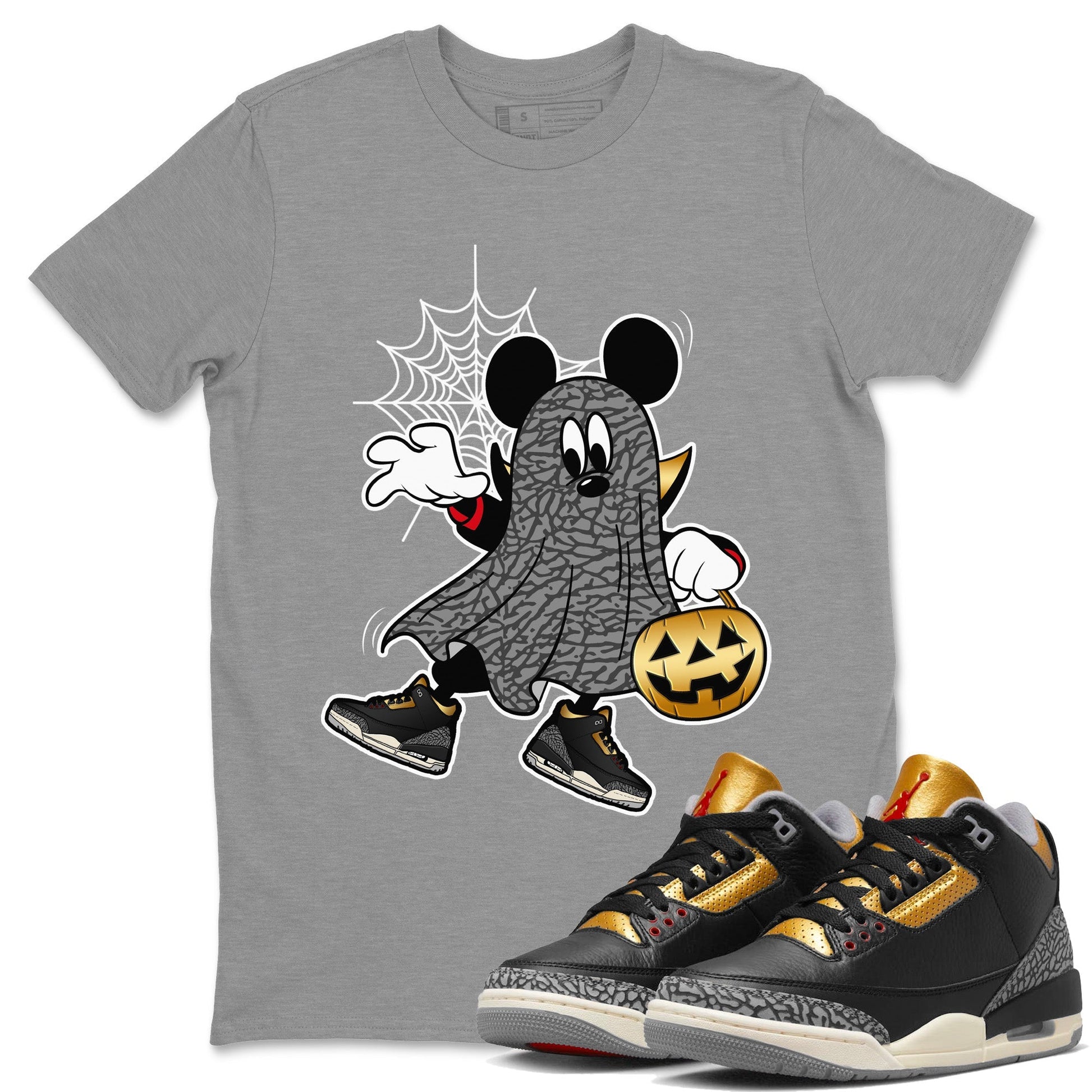 Jordan 3 Black Gold unique Halloween sneaker tee Ghost Mouse Sneaker Tees Jordan 3 Black Gold Sneaker Release Tees Unisex Shirts
