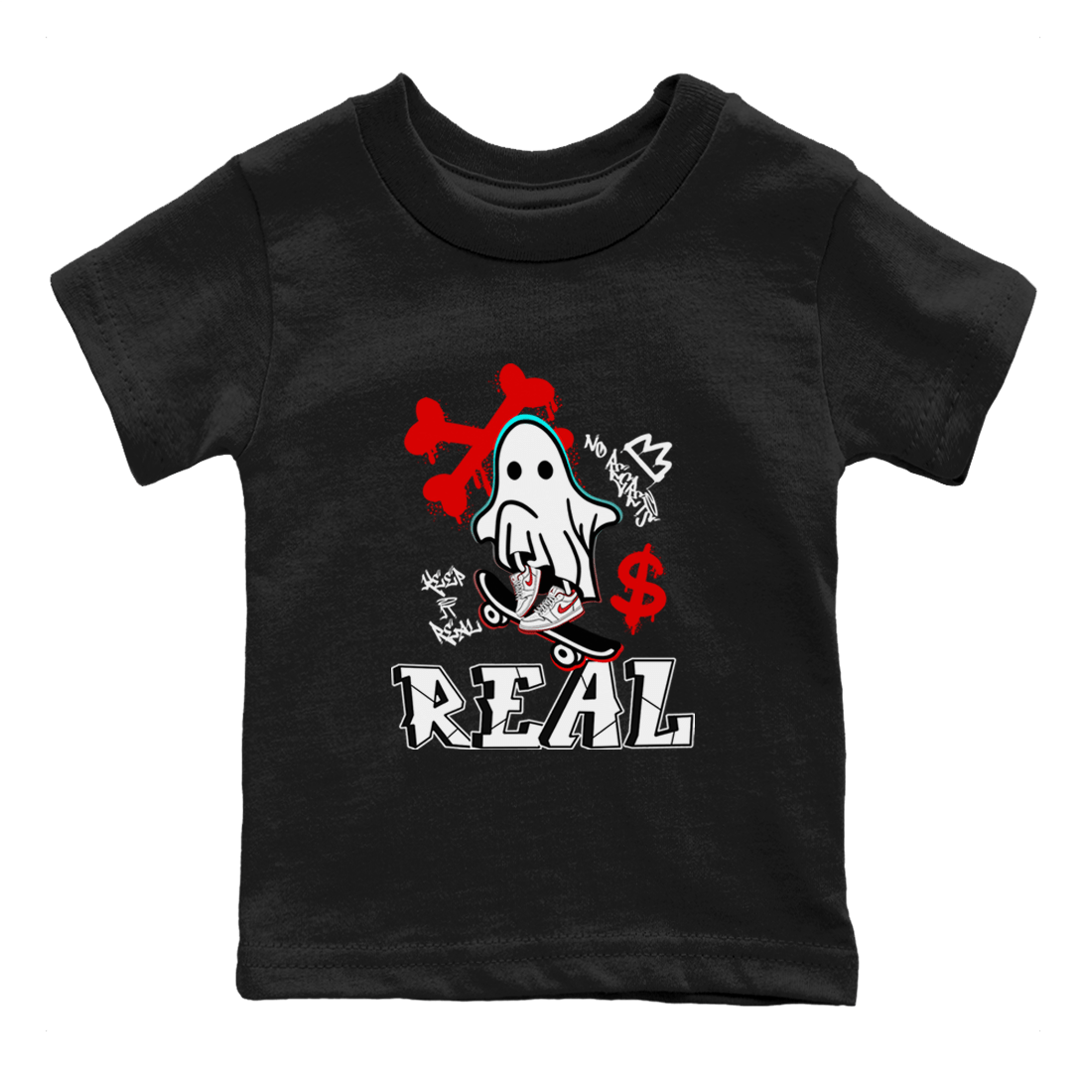 Air Jordan 1 University Red shirt to match jordans Ghost Skater sneaker tees Air Jordan 1 University Red SNRT Sneaker Tees Casual Crew Neck T-Shirt Baby Toddler Black 2 T-Shirt