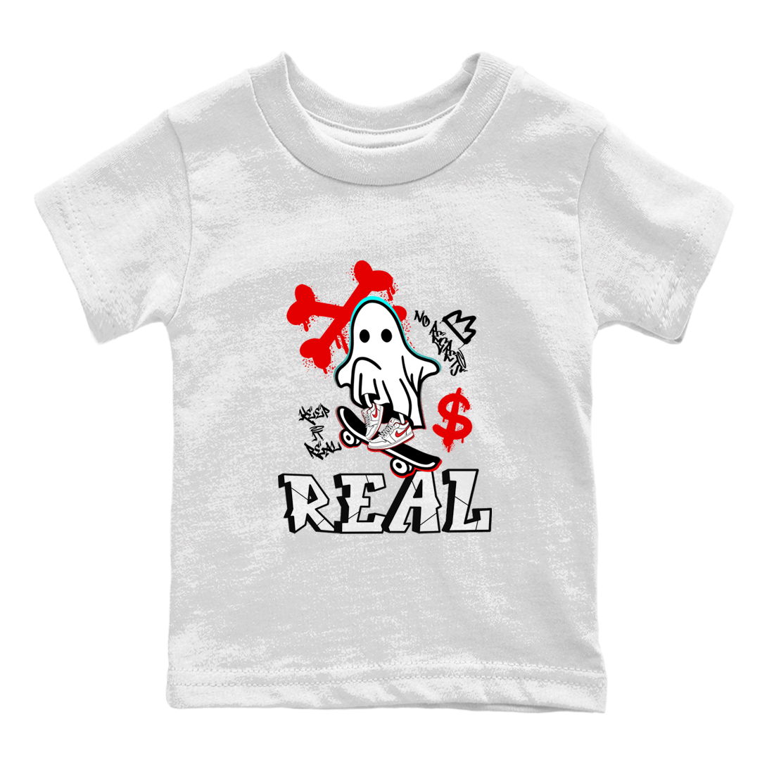 Air Jordan 1 University Red shirt to match jordans Ghost Skater sneaker tees Air Jordan 1 University Red SNRT Sneaker Tees Casual Crew Neck T-Shirt Baby Toddler White 2 T-Shirt