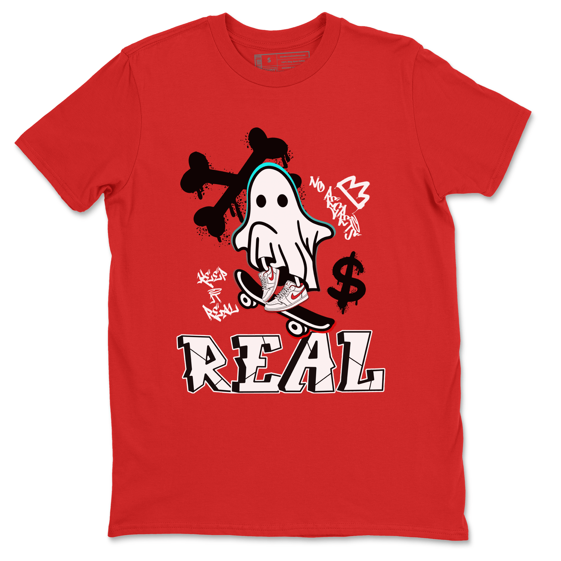 Air Jordan 1 University Red shirt to match jordans Ghost Skater sneaker tees Air Jordan 1 University Red SNRT Sneaker Tees Casual Crew Neck T-Shirt Unisex Red 2 T-Shirt