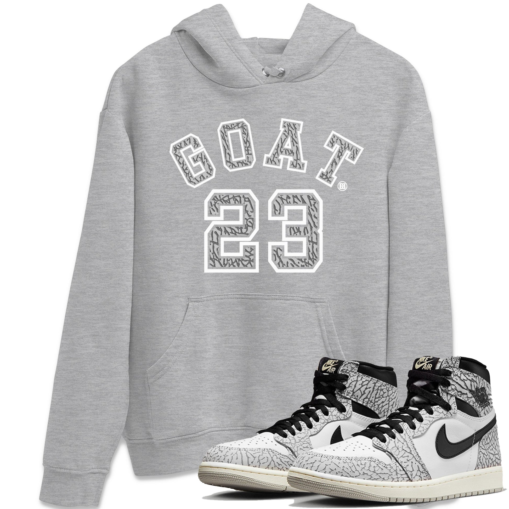 Jordan 1 White Cement Sneaker Match Tees Goat 23 Sneaker Tees Jordan 1 White Cement Sneaker Release Tees Unisex Shirts