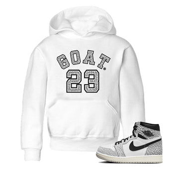 Jordan 1 White Cement Sneaker Match Tees Goat 23 Sneaker Tees Jordan 1 White Cement Sneaker Release Tees Kids Shirts