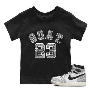 Jordan 1 White Cement Sneaker Match Tees Goat 23 Sneaker Tees Jordan 1 White Cement Sneaker Release Tees Kids Shirts