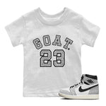 Jordan 1 White Cement Sneaker Match Tees Goat 23 Sneaker Tees Jordan 1 White Cement Sneaker Release Tees Kids Shirts