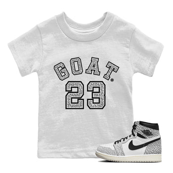 Jordan 1 White Cement Sneaker Match Tees Goat 23 Sneaker Tees Jordan 1 White Cement Sneaker Release Tees Kids Shirts