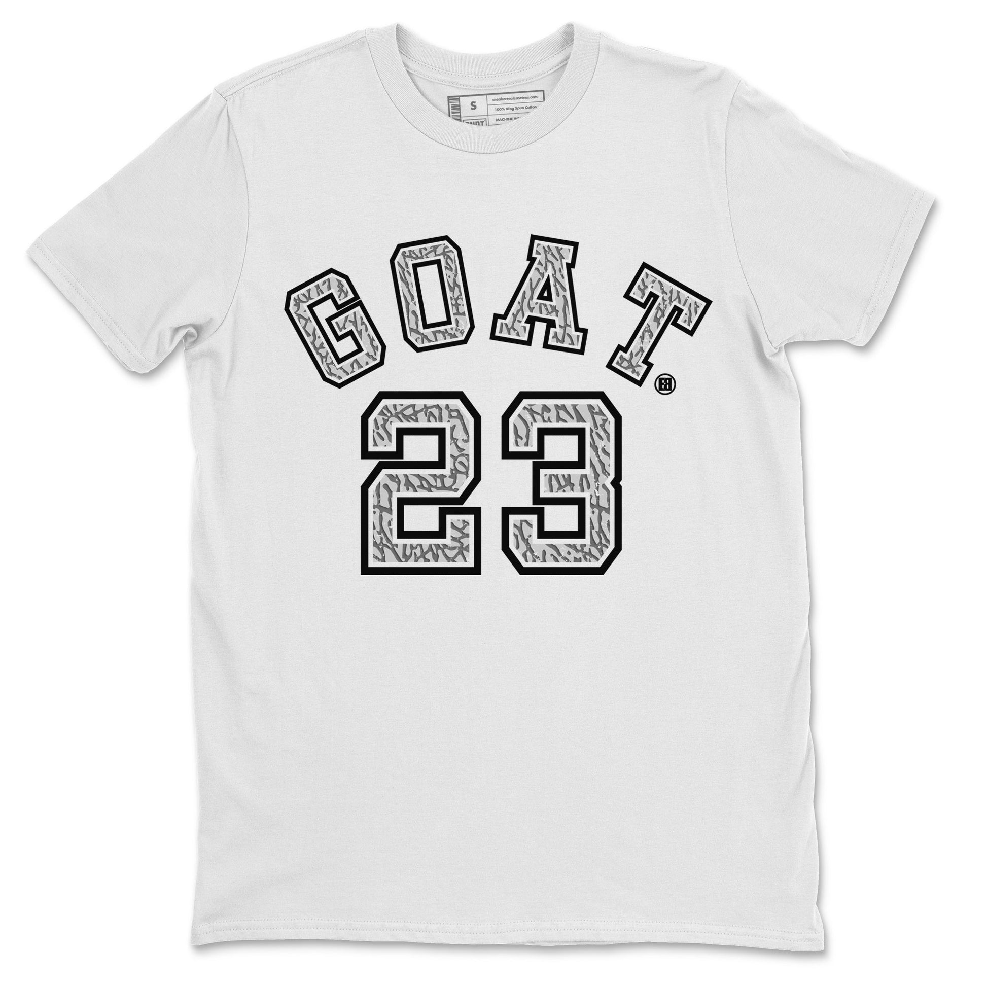Jordan 1 White Cement Sneaker Match Tees Goat 23 Sneaker Tees Jordan 1 White Cement Sneaker Release Tees Unisex Shirts