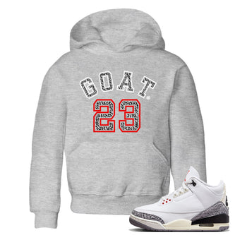 Air Jordan 3 White Cement Sneaker Match Tees Goat 23 Sneaker Tees Air Jordan 3 Retro White Cement Sneaker Release Tees Kids Shirts Heather Grey 1