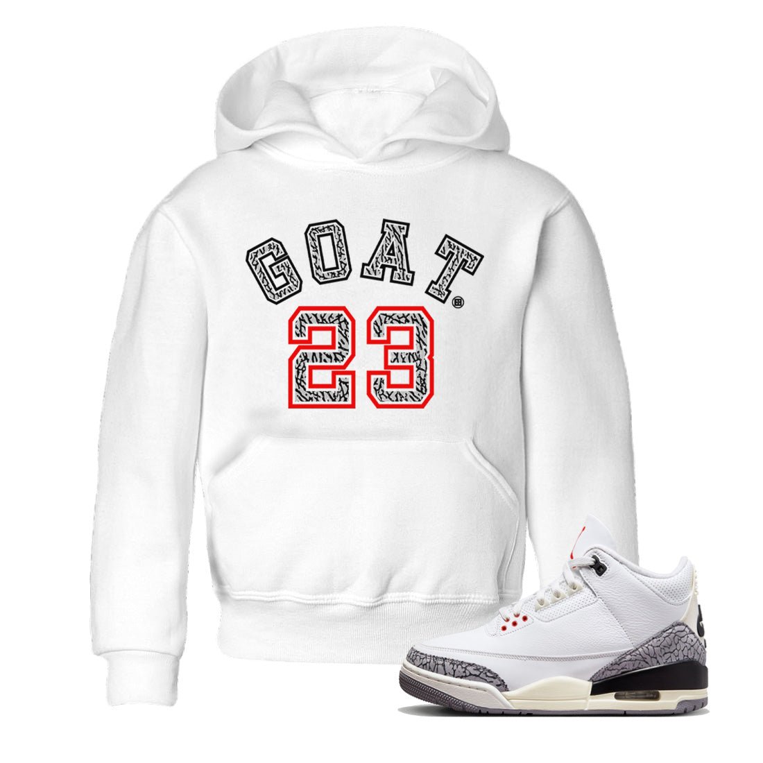 Air Jordan 3 White Cement Sneaker Match Tees Goat 23 Sneaker Tees Air Jordan 3 Retro White Cement Sneaker Release Tees Kids Shirts White 1