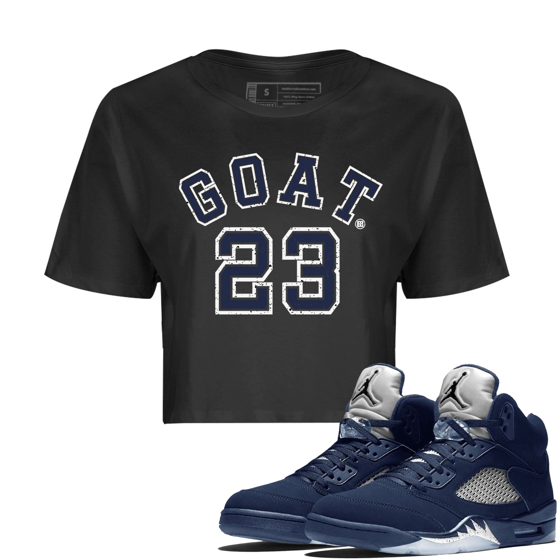 Air Jordan 5 Georgetown Sneaker Match Tees Goat 23 Sneaker Tees 5 Georgetown SNRT Sneaker Release Tees Navy 5s Women's Shirts Black 1