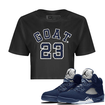 Air Jordan 5 Georgetown Sneaker Match Tees Goat 23 Sneaker Tees 5 Georgetown SNRT Sneaker Release Tees Navy 5s Women's Shirts Black 1