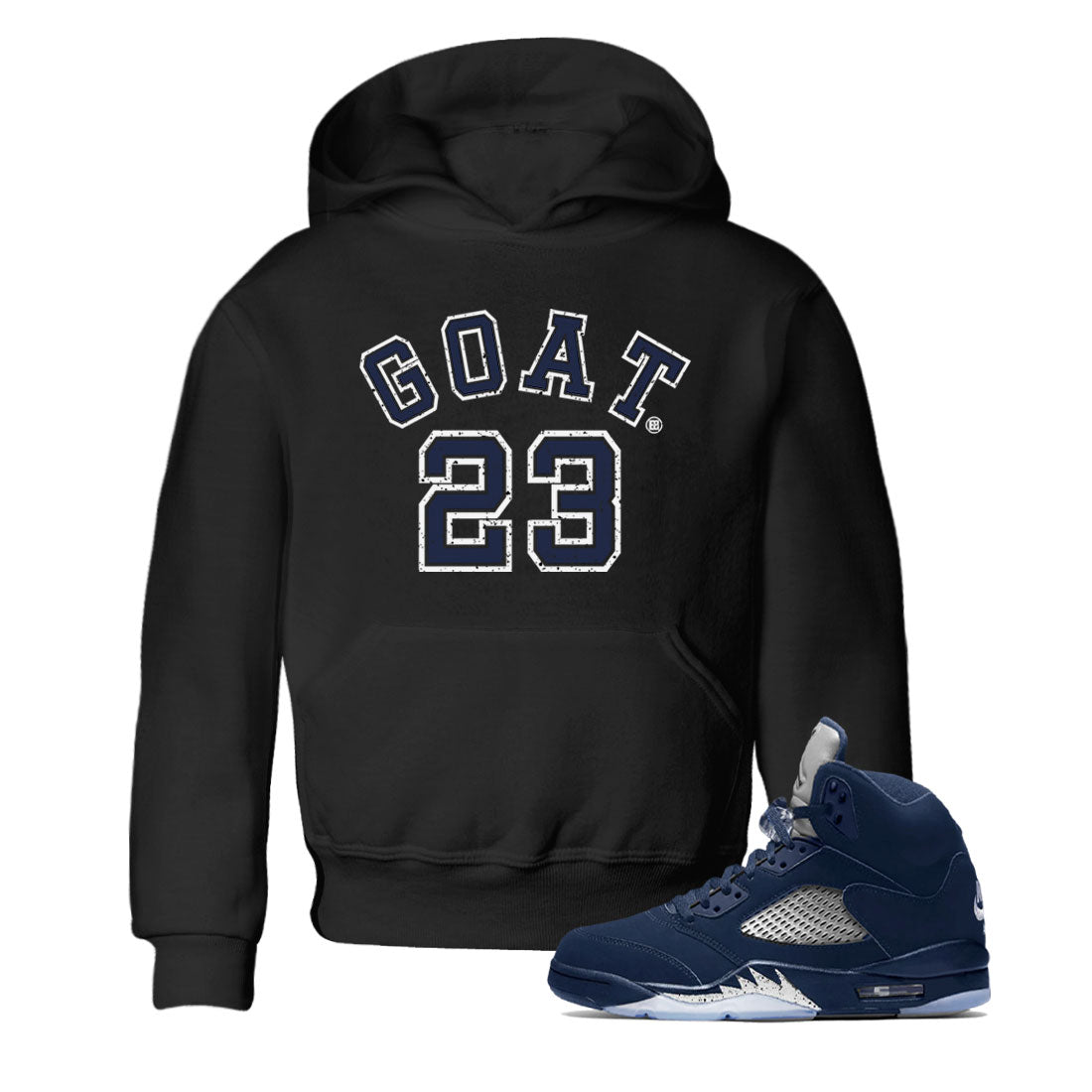 Air Jordan 5 Georgetown Sneaker Match Tees Goat 23 Sneaker Tees 5 Georgetown SNRT Sneaker Release Tees Navy 5s Kids Shirts Black 1