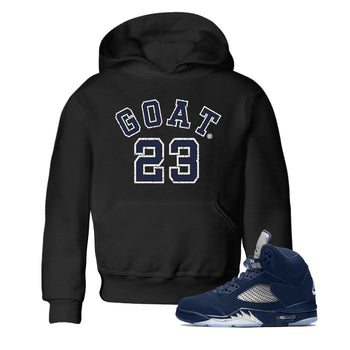 Air Jordan 5 Georgetown Sneaker Match Tees Goat 23 Sneaker Tees 5 Georgetown SNRT Sneaker Release Tees Navy 5s Kids Shirts Black 1
