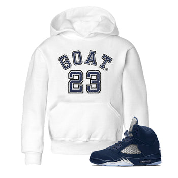 Air Jordan 5 Georgetown Sneaker Match Tees Goat 23 Sneaker Tees 5 Georgetown SNRT Sneaker Release Tees Navy 5s Kids Shirts White 1